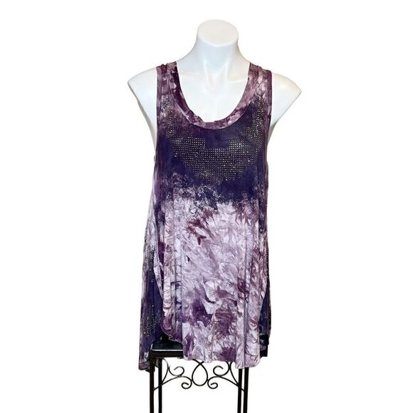 Vocal purple tie dye tank top with rhinestones size S - Picture 1 of 16
